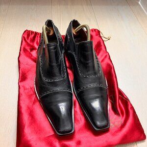 Jo Ghost Black Leather Formal Shoes, Rare, High-End Handmade Detail - PREOWNED